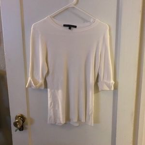 White House Black Market White Sweater with Quarter Sleeve Size LP